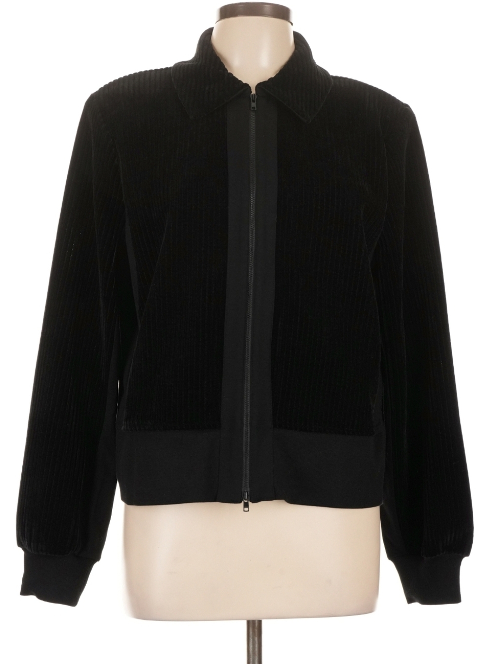 Cabi Team Jacket, Fall 2023, Size Large Black Corduroy Zip-Front Jacket